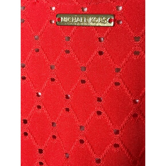 Michael Kors Eyelet Puff Sleeve Blouse S Orange V-Neck Short Sleeve Top - Picture 8 of 10